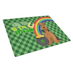 WDK4731LCB 15 x 12 in. Black & Tan Airedale Terrier Saint Patricks Day Glass Cutting Board - Large