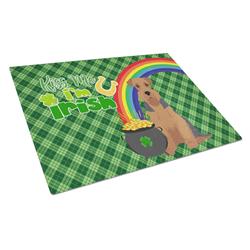 WDK4732LCB 15 x 12 in. Grizzle & Tan Airedale Terrier Saint Patricks Day Glass Cutting Board - Large
