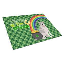 WDK4735LCB 15 x 12 in. Blue Brindle Pit Bull Terrier Saint Patricks Day Glass Cutting Board - Large