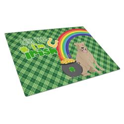 WDK4738LCB 15 x 12 in. Fawn Pit Bull Terrier Saint Patricks Day Glass Cutting Board - Large