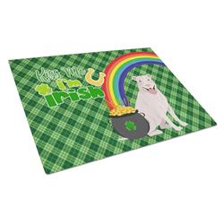 WDK4741LCB 15 x 12 in. White Pit Bull Terrier Saint Patricks Day Glass Cutting Board - Large