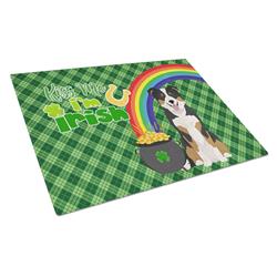 WDK4748LCB 15 x 12 in. Tricolor Border Collie Saint Patricks Day Glass Cutting Board - Large