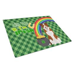 WDK4749LCB 15 x 12 in. Red & White Border Collie Saint Patricks Day Glass Cutting Board - Large