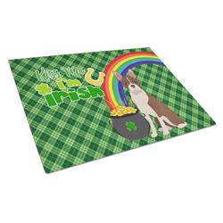 WDK4750LCB 15 x 12 in. Red Boston Terrier Saint Patricks Day Glass Cutting Board - Large