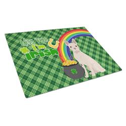 WDK4753LCB 15 x 12 in. White Boston Terrier Saint Patricks Day Glass Cutting Board - Large