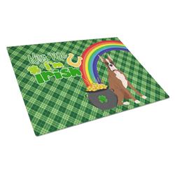 WDK4762LCB 15 x 12 in. Red & Fawn Boxer Saint Patricks Day Glass Cutting Board - Large