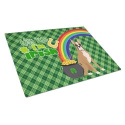 WDK4763LCB 15 x 12 in. Fawn Boxer Saint Patricks Day Glass Cutting Board - Large