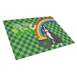 15 x 12 in. Black Boxer Saint Patricks Day Glass Cutting Board - Large