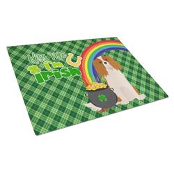 15 x 12 in. Blenheim Cavalier Spaniel Saint Patricks Day Glass Cutting Board - Large