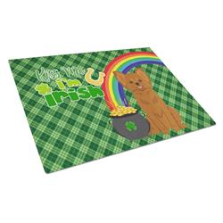 WDK4779LCB 15 x 12 in. Longhaired Red Chihuahua Saint Patricks Day Glass Cutting Board - Large