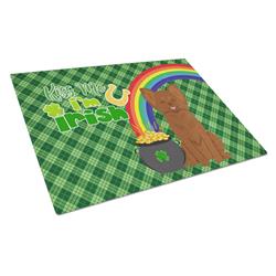WDK4781LCB 15 x 12 in. Longhaired Chocolate Chihuahua Saint Patricks Day Glass Cutting Board - Large