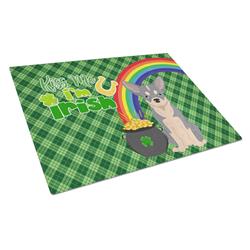 WDK4786LCB 15 x 12 in. Blue & White Chihuahua Saint Patricks Day Glass Cutting Board - Large