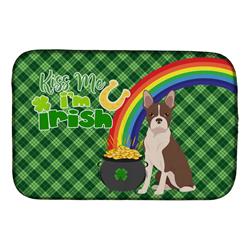 21 x 14 in. Red Boston Terrier Saint Patricks Day Dish Drying Mat