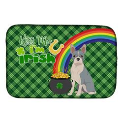21 x 14 in. Blue Boston Terrier Saint Patricks Day Dish Drying Mat