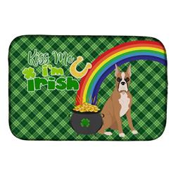 21 x 14 in. Fawn Boxer Saint Patricks Day Dish Drying Mat