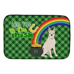21 x 14 in. White Boxer Saint Patricks Day Dish Drying Mat