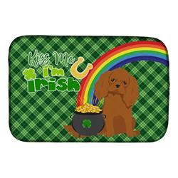 21 x 14 in. Ruby Cavalier Spaniel Saint Patricks Day Dish Drying Mat