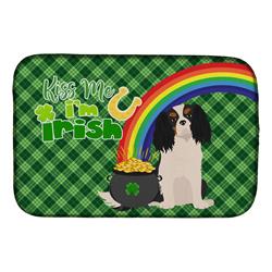 21 x 14 in. Tricolor Cavalier Spaniel Saint Patricks Day Dish Drying Mat