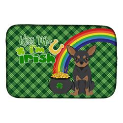 21 x 14 in. Black & Tan Chihuahua Saint Patricks Day Dish Drying Mat