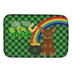 21 x 14 in. Chocolate & Tan Chihuahua Saint Patricks Day Dish Drying Mat