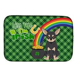 21 x 14 in. Black & Cream Chihuahua Saint Patricks Day Dish Drying Mat