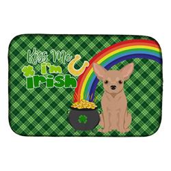 21 x 14 in. Cream Chihuahua Saint Patricks Day Dish Drying Mat