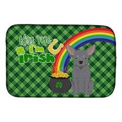 21 x 14 in. Blue Chihuahua Saint Patricks Day Dish Drying Mat