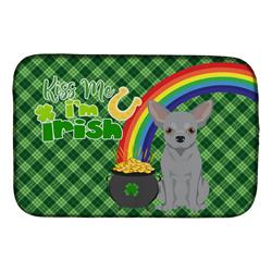 21 x 14 in. Silver Chihuahua Saint Patricks Day Dish Drying Mat