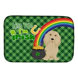 21 x 14 in. Longhair Cream Dachshund Saint Patricks Day Dish Drying Mat