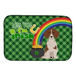 21 x 14 in. Red Piebald Dachshund Saint Patricks Day Dish Drying Mat