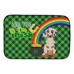 21 x 14 in. Cream Dapple Dachshund Saint Patricks Day Dish Drying Mat