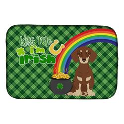 21 x 14 in. Chocolate & Cream Dachshund Saint Patricks Day Dish Drying Mat