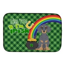 21 x 14 in. Blue & Tan Dachshund Saint Patricks Day Dish Drying Mat