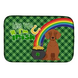 21 x 14 in. Red Dachshund Saint Patricks Day Dish Drying Mat