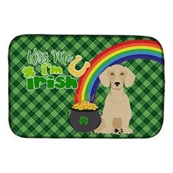 21 x 14 in. Cream Dachshund Saint Patricks Day Dish Drying Mat