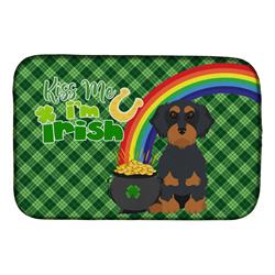 21 x 14 in. Wirehair Black & Tan Dachshund Saint Patricks Day Dish Drying Mat