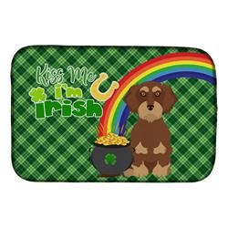 21 x 14 in. Wirehair Red & Tan Dachshund Saint Patricks Day Dish Drying Mat
