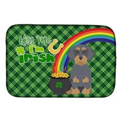 21 x 14 in. Wirehair Blue & Tan Dachshund Saint Patricks Day Dish Drying Mat