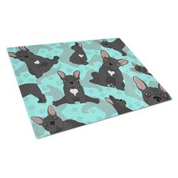 MLM1002LCB 15 x 12 in. Blue, Black French Bulldog Glass Cutting Board - Large