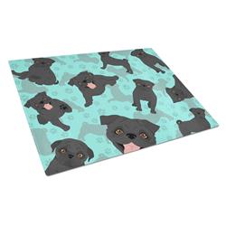 15 x 12 in. Blue, Black Pug Glass Cutting Board - Large