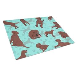 MLM1008LCB 15 x 12 in. Blue, Chocolate Labrador Retriever Glass Cutting Board - Large