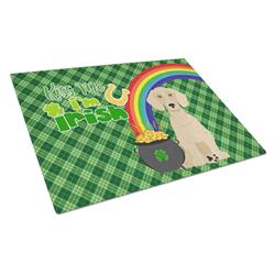 WDK4819LCB 15 x 12 in. Cream Dachshund Saint Patricks Day Glass Cutting Board - Large