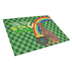 WDK4829LCB 15 x 12 in. Natural Ear Red & Tan Doberman Pinscher Saint Patricks Day Glass Cutting Board - Large