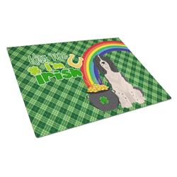WDK4834LCB 15 x 12 in. Black English Springer Spaniel Saint Patricks Day Glass Cutting Board - Large