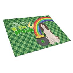 WDK4835LCB 15 x 12 in. Liver English Springer Spaniel Saint Patricks Day Glass Cutting Board - Large