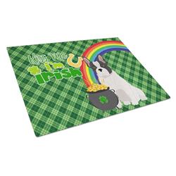 WDK4837LCB 15 x 12 in. Black & White French Bulldog Saint Patricks Day Glass Cutting Board - Large
