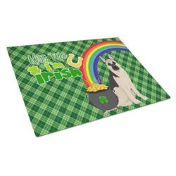 15 x 12 in. Black & Silver German Shepherd Saint Patricks Day Glass Cutting Board - Large