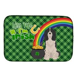 21 x 14 in. Black English Springer Spaniel Saint Patricks Day Dish Drying Mat