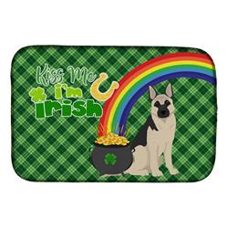 21 x 14 in. Black & Silver German Shepherd Saint Patricks Day Dish Drying Mat