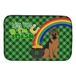 21 x 14 in. Black & Tan German Shepherd Saint Patricks Day Dish Drying Mat